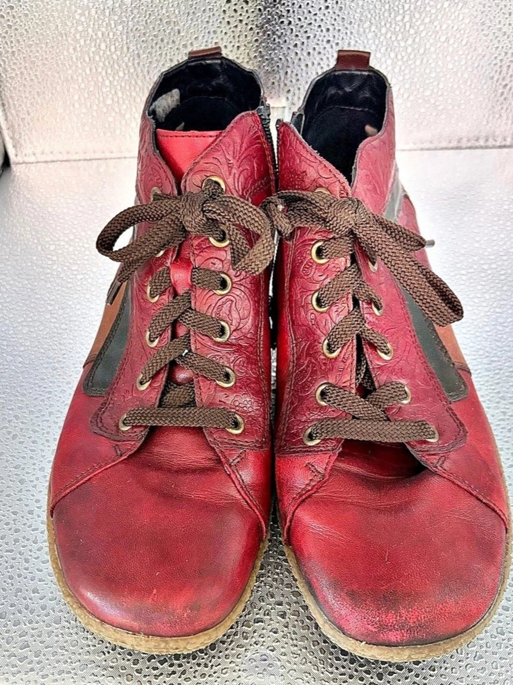 Remonte Red & Brown Lace-Up Sneakers EU 43/ US 11